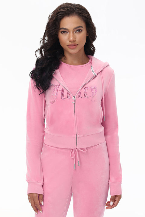 Front Ombre Big Bling Velour Hoodie