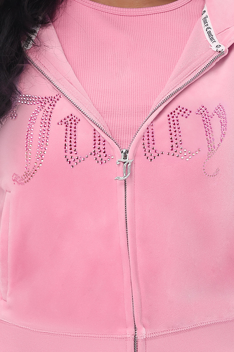 Front Ombre Big Bling Velour Hoodie