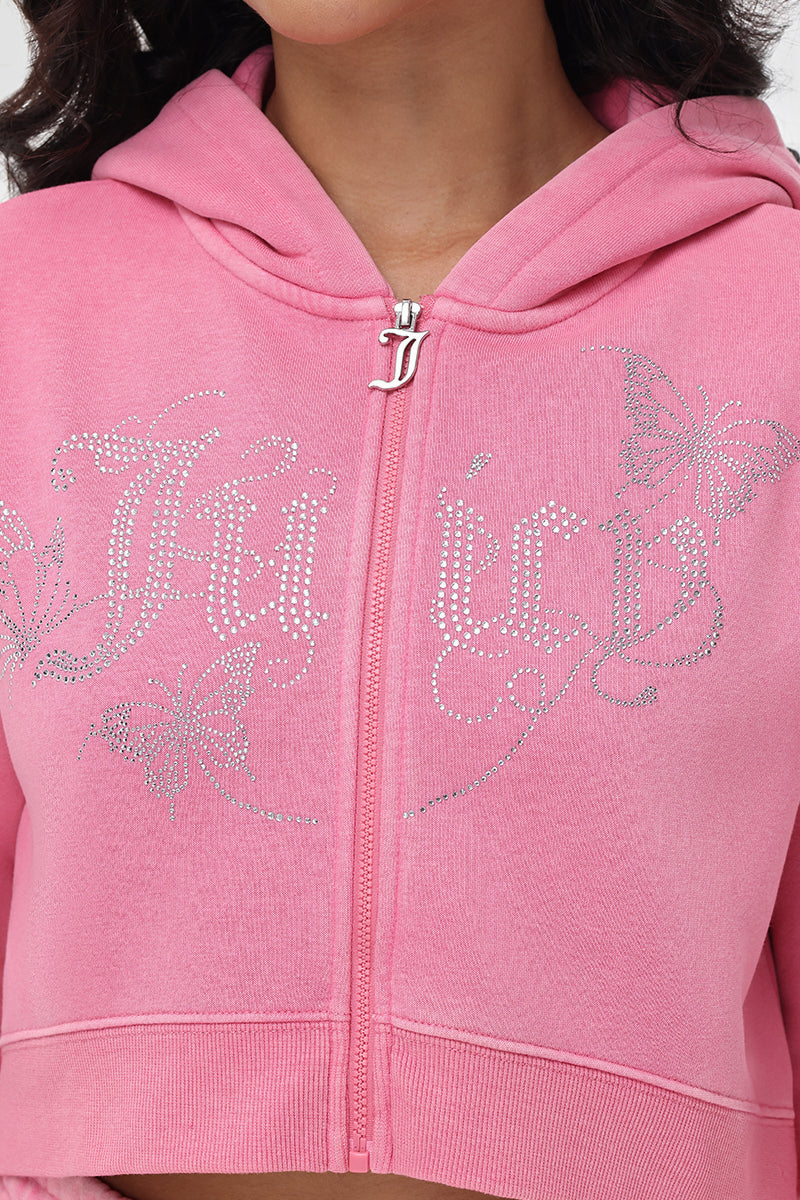 Cropped Zip Front Hoodie - Juicy Couture