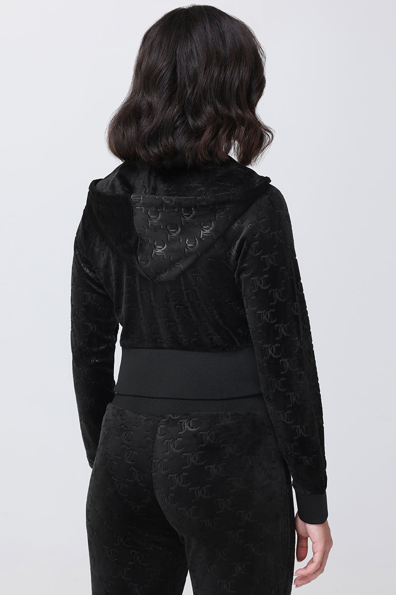 Embossed Velour Corset Hoodie - Liquorice - Vince Camuto
