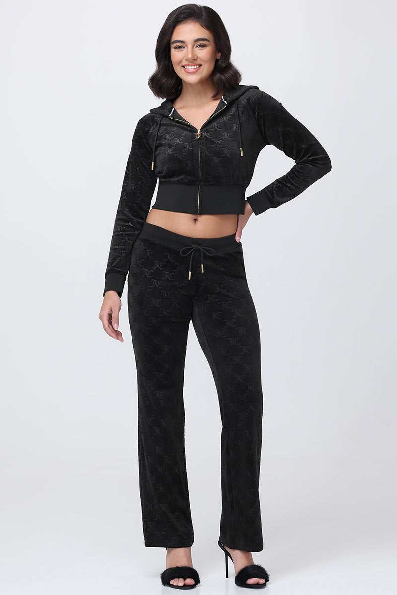 Embossed Velour Corset Hoodie - Liquorice - Vince Camuto