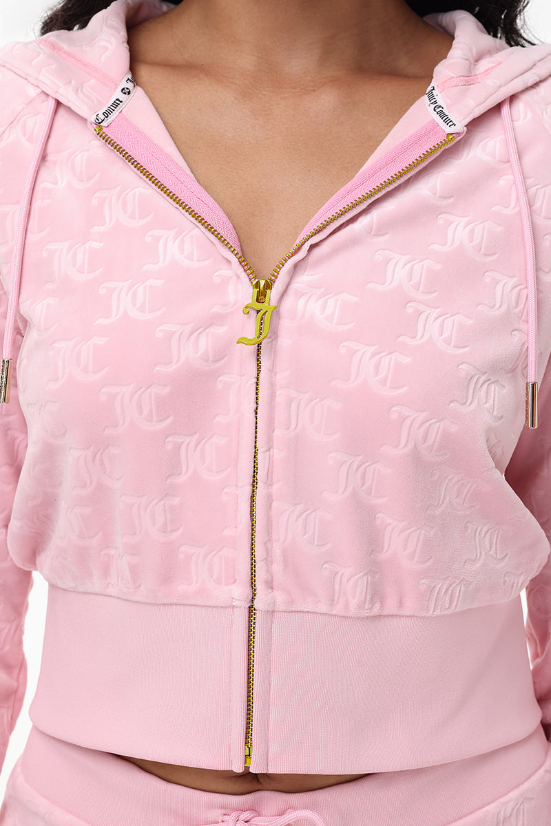 Embossed Velour Corset Hoodie - Juicy Couture