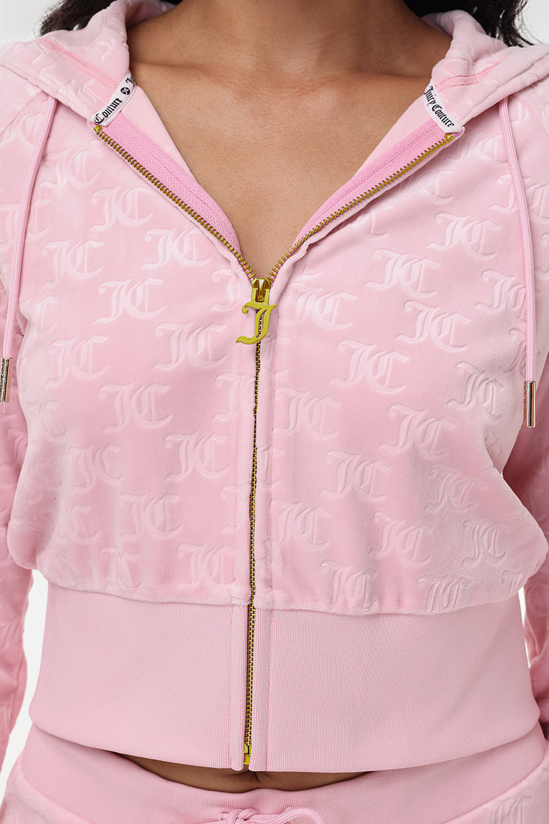 Embossed Velour Corset Hoodie - Juicy Couture