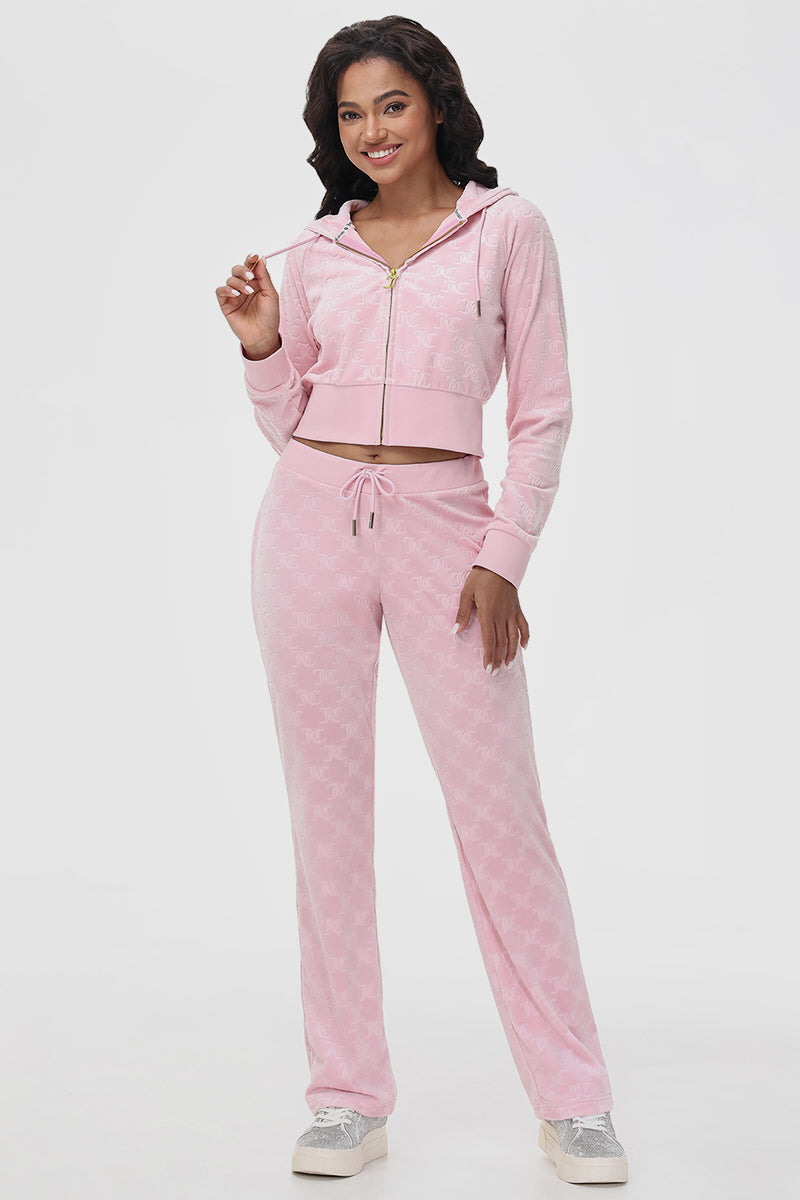 Embossed Velour Corset Hoodie