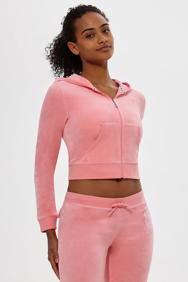 Crown Heritage Cotton Velour Hoodie - Juicy Couture