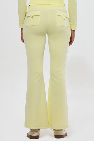 Crown Heritage Cotton Velour Track Pants - Yellow Pear - Juicy Couture