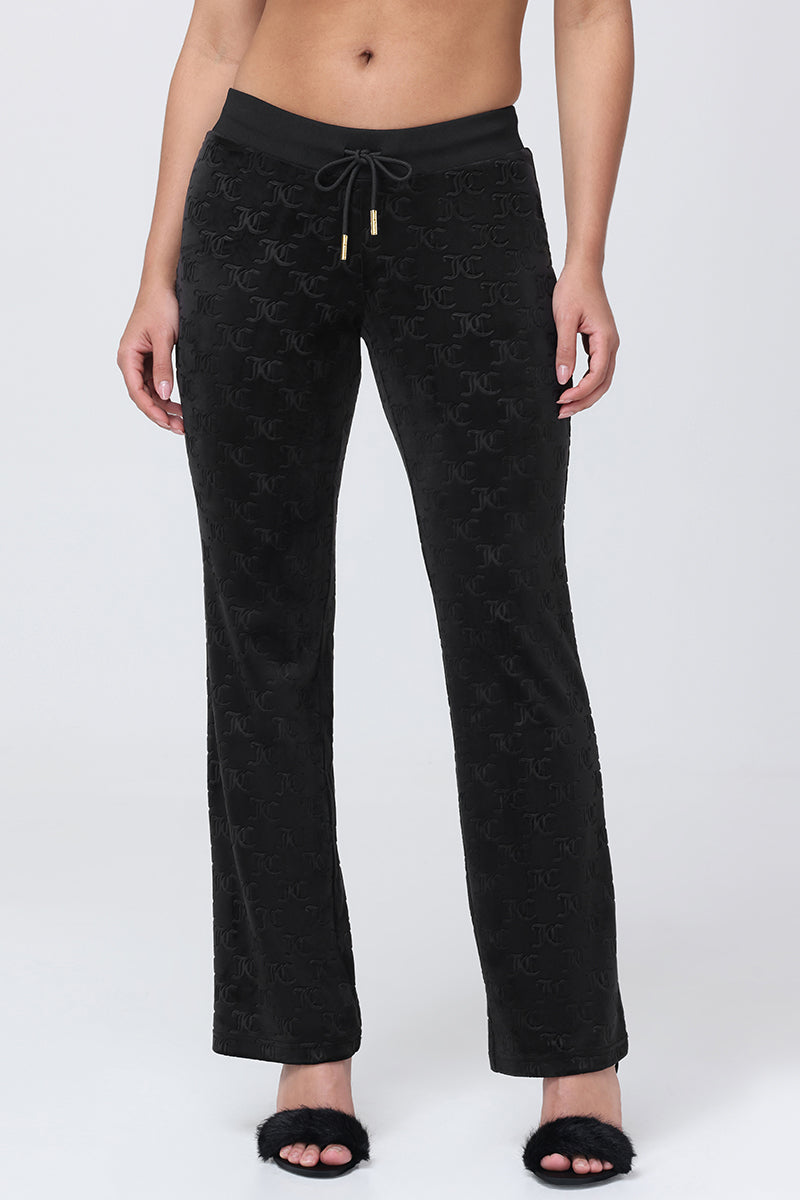 Embossed Velour Track Pants - Liquorice - Vince Camuto