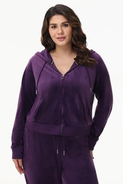 Plus-Size OG Big Bling Velour Hoodie - Juicy Couture