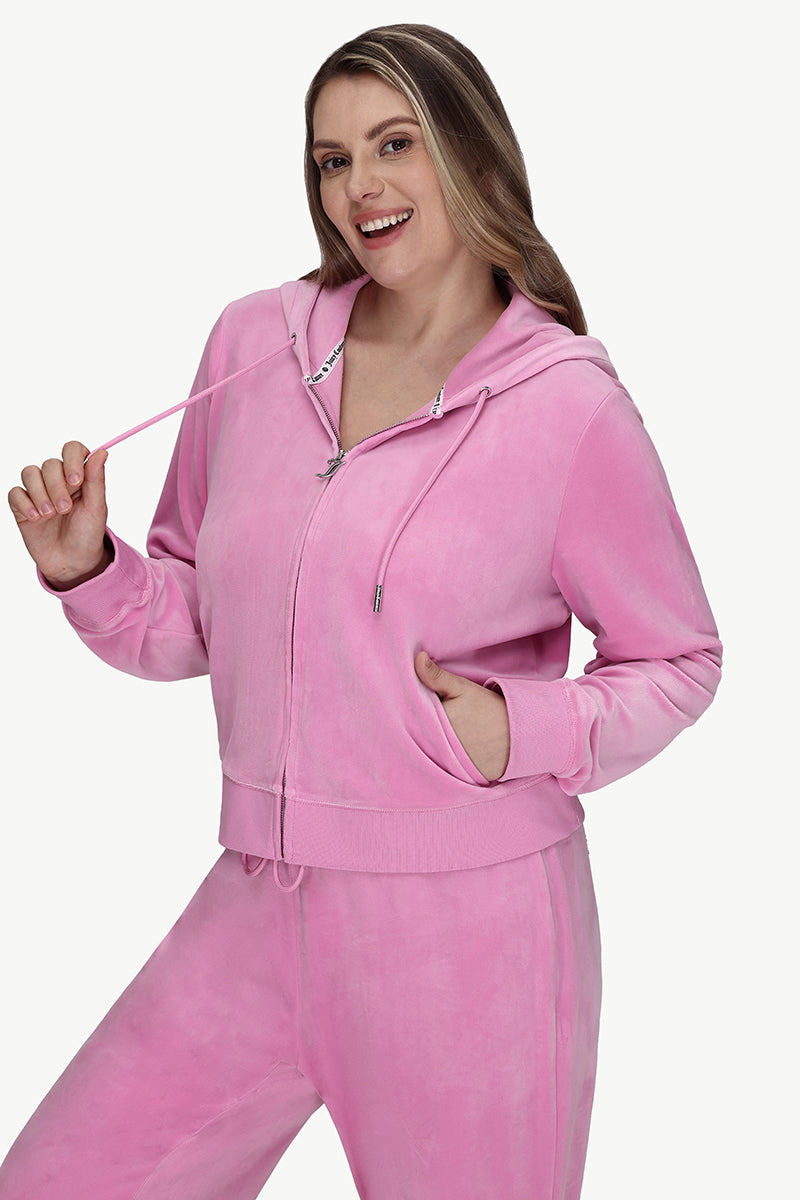 Plus-Size OG Big Bling Velour Hoodie - Juicy Couture