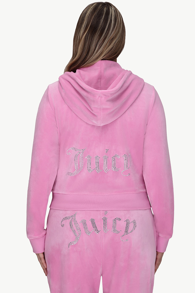 Plus-Size OG Big Bling Velour Hoodie - Juicy Couture