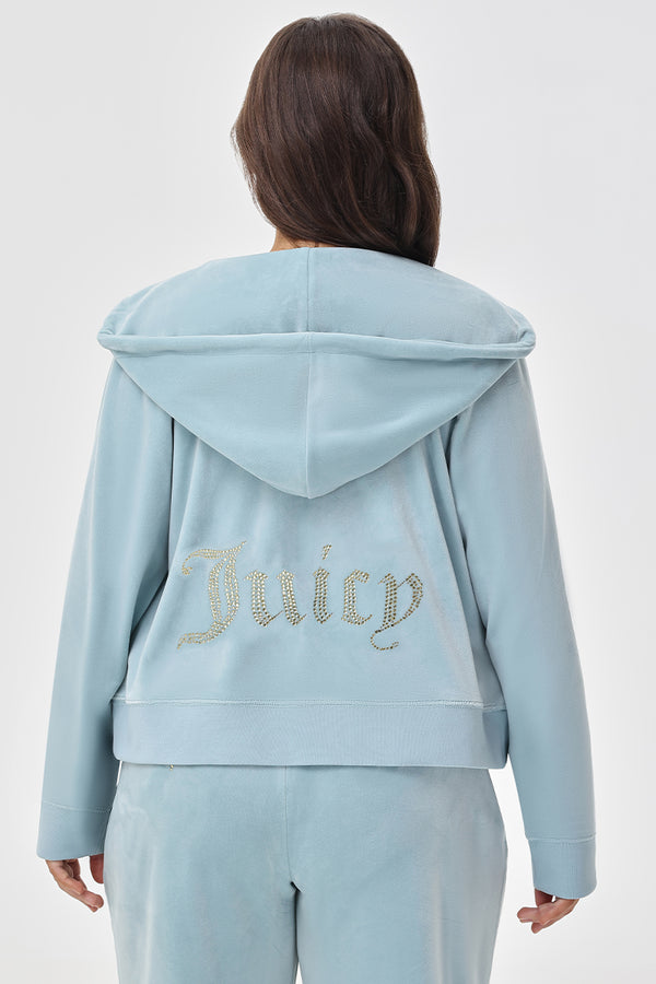 Plus-Size OG Big Bling Velour Hoodie - Juicy Couture