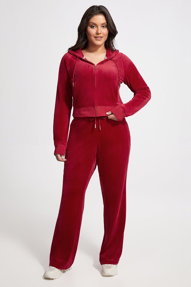 Plus-Size OG Big Bling Velour Hoodie - Red Carpet - Vince Camuto