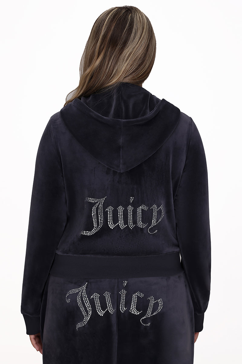 Plus-Size OG Big Bling Velour Hoodie - Juicy Couture