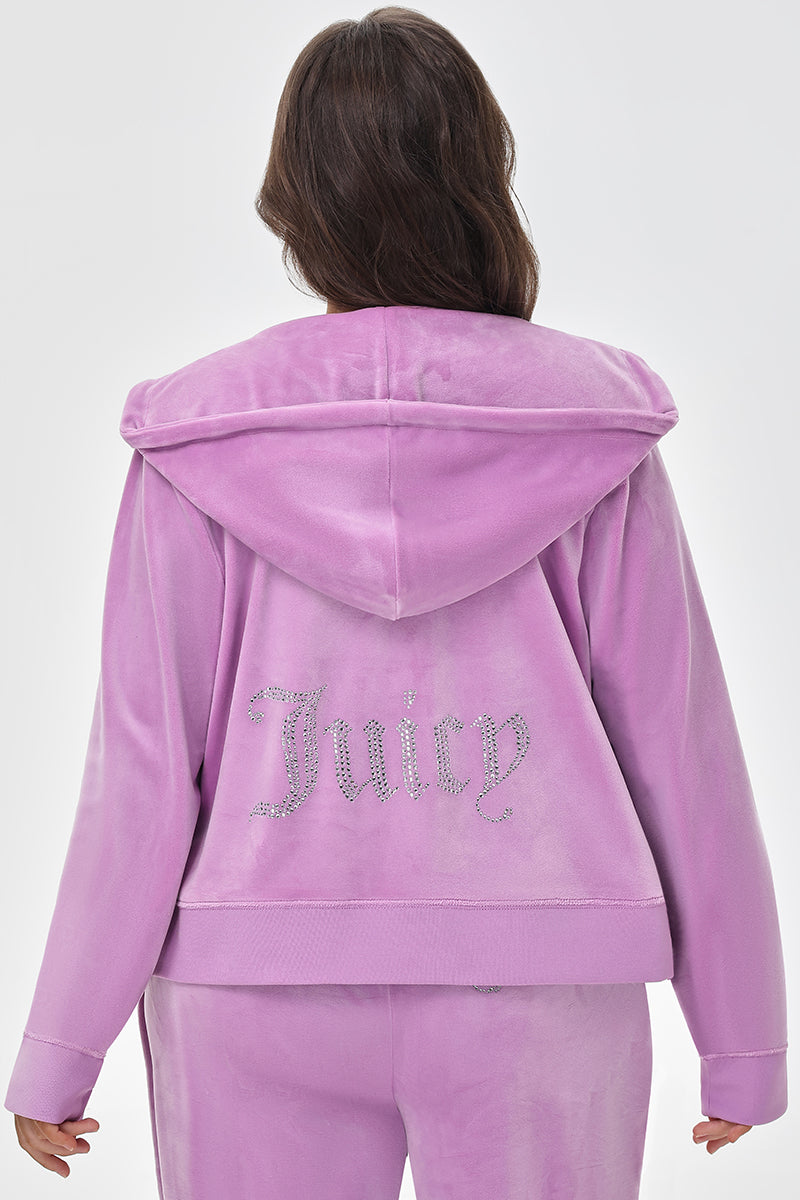 Plus-Size OG Big Bling Velour Hoodie - Juicy Couture