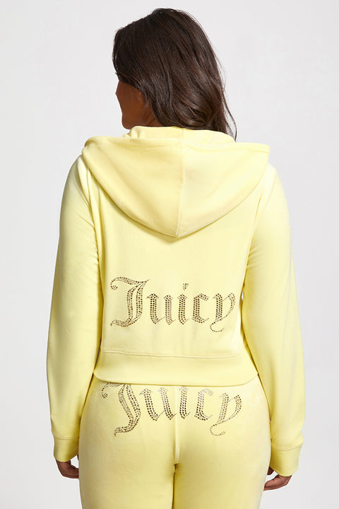 Plus-Size OG Big Bling Velour Hoodie - Yellow Iris - Vince Camuto