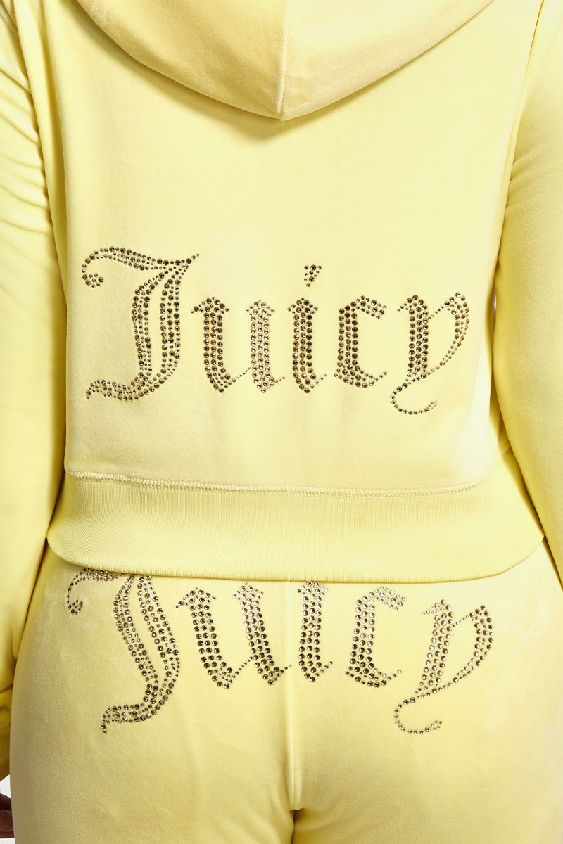 Plus-Size OG Big Bling Velour Hoodie - Yellow Iris - Vince Camuto