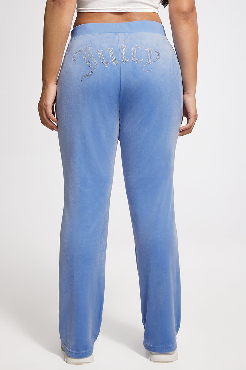 Plus-Size OG Big Bling Velour Track Pants - Granada Sky - Vince Camuto