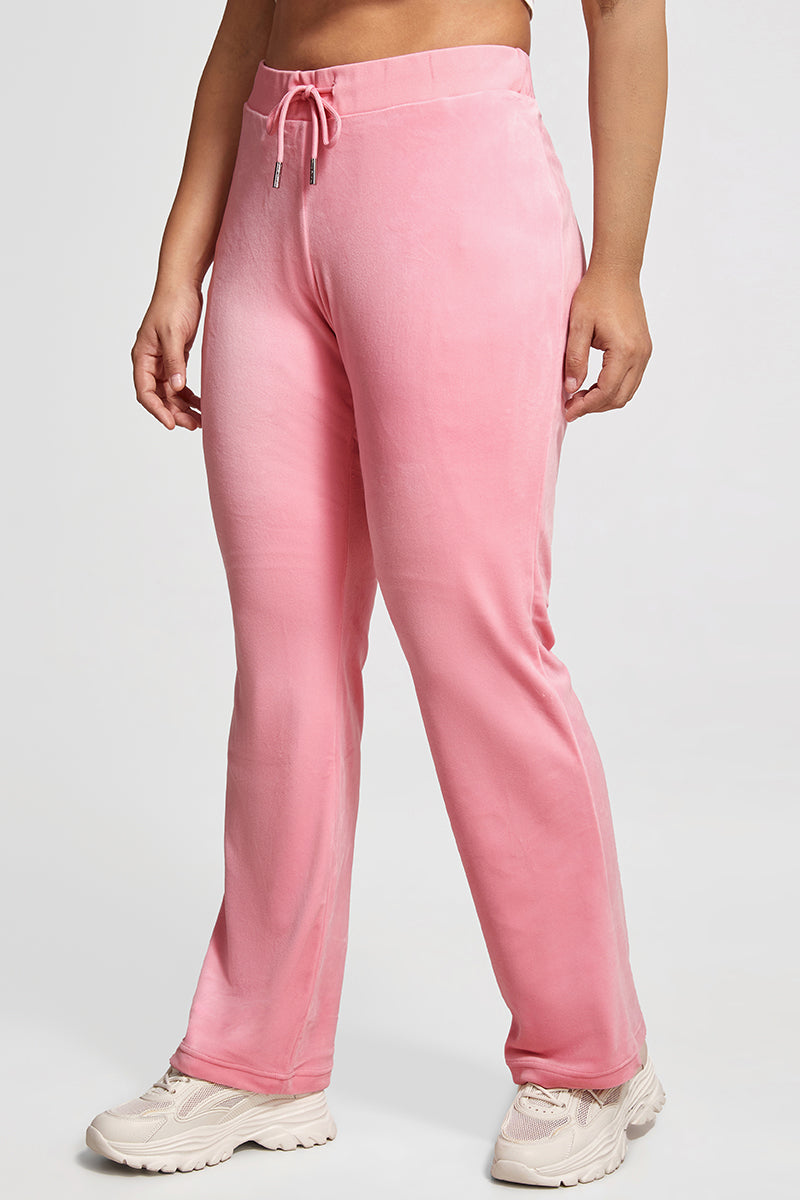 Plus-Size OG Big Bling Velour Track Pants - Heritage Pink - Juicy Couture