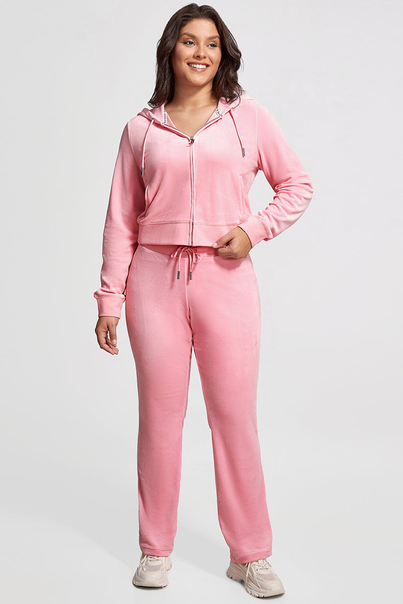 Plus-Size OG Big Bling Velour Track Pants - Heritage Pink - Juicy Couture