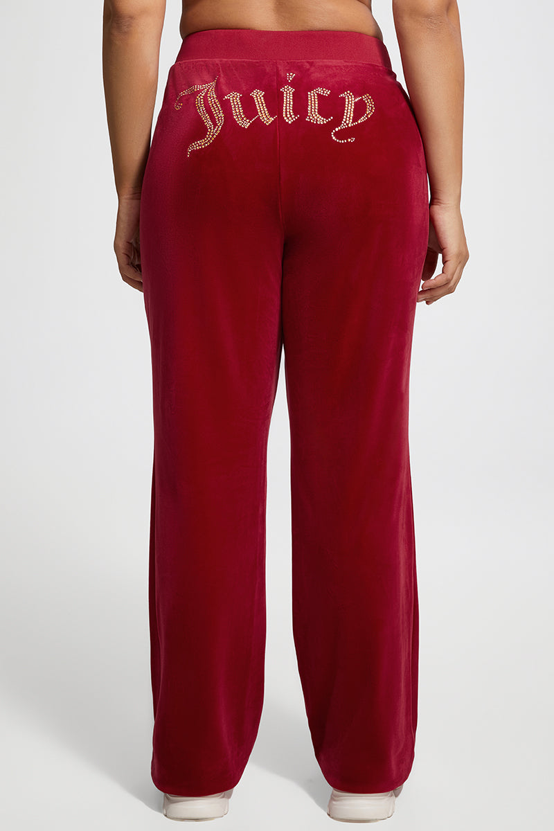 Plus-Size OG Big Bling Velour Track Pants - Red Carpet - Vince Camuto