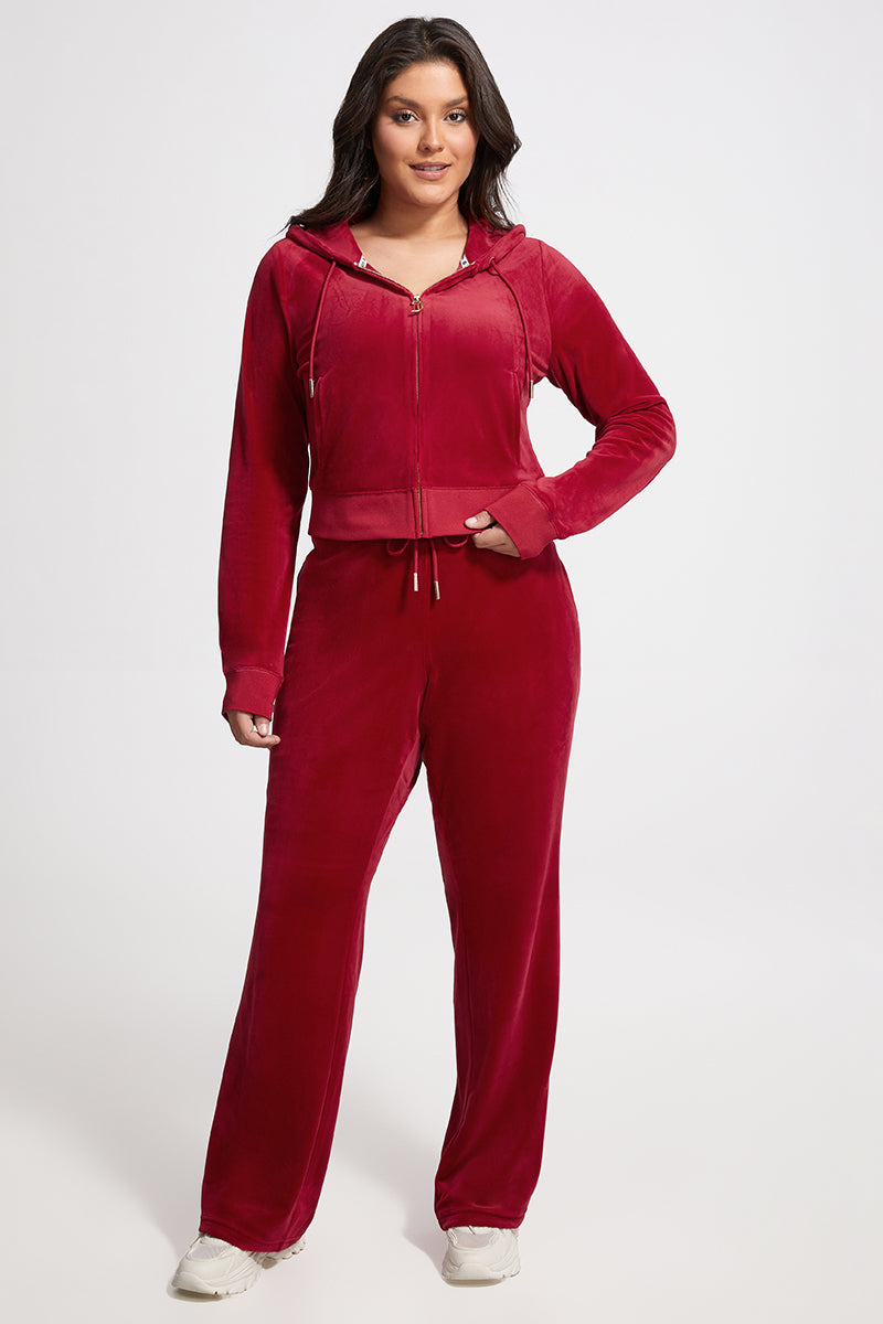 Plus-Size OG Big Bling Velour Track Pants - Red Carpet - Vince Camuto