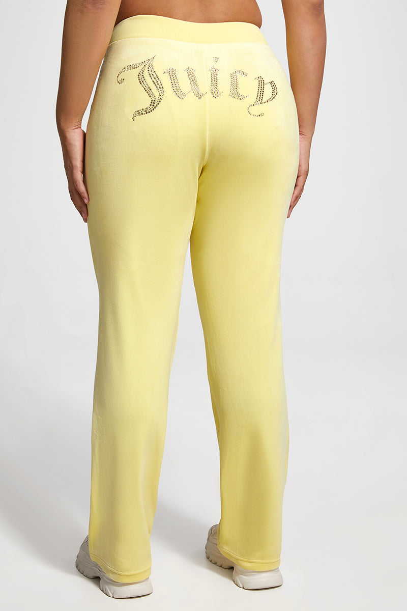 juicy couture yellow dress Juicy Couture Plus-Size OG Big Bling Velour Track Pants
