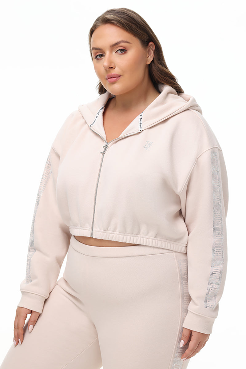 Plus-Size Cropped Fleece Hoodie With Side Bling - Juicy Couture