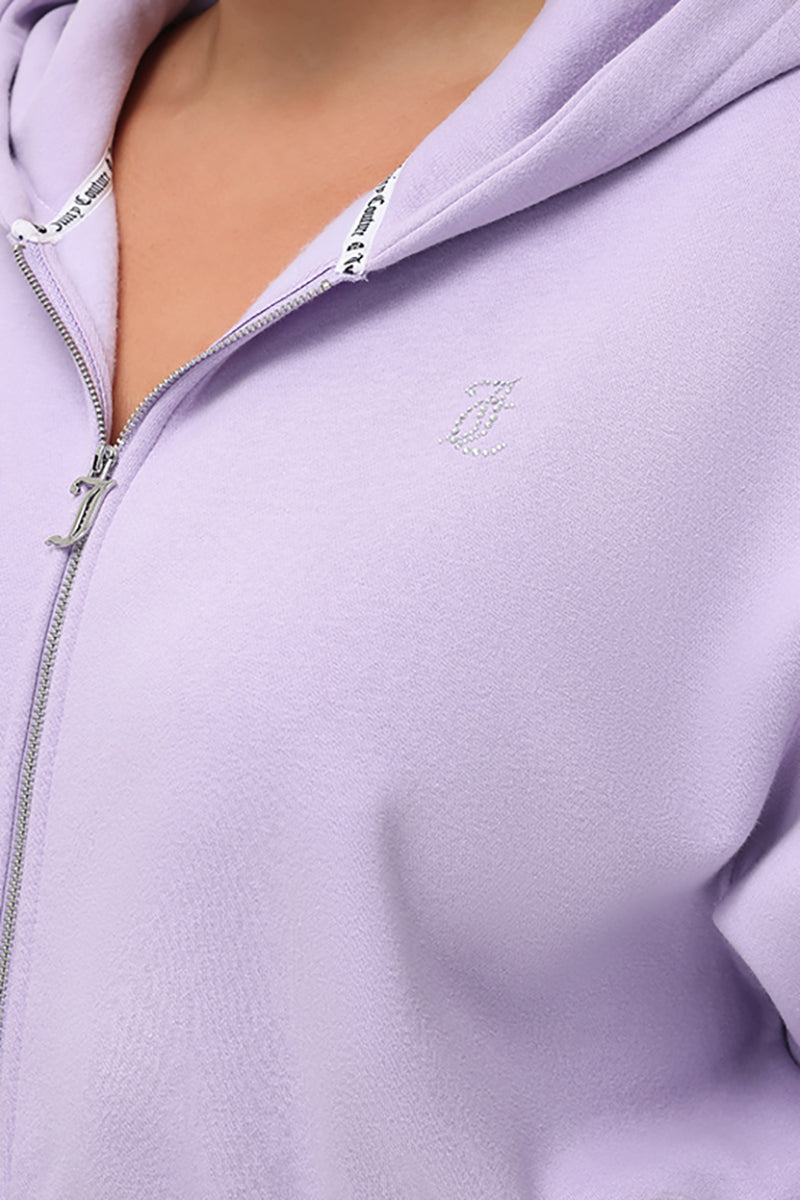 Plus-Size Cropped Fleece Hoodie With Side Bling