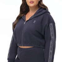 Plus-Size Cropped Fleece Hoodie With Side Bling - Juicy Couture