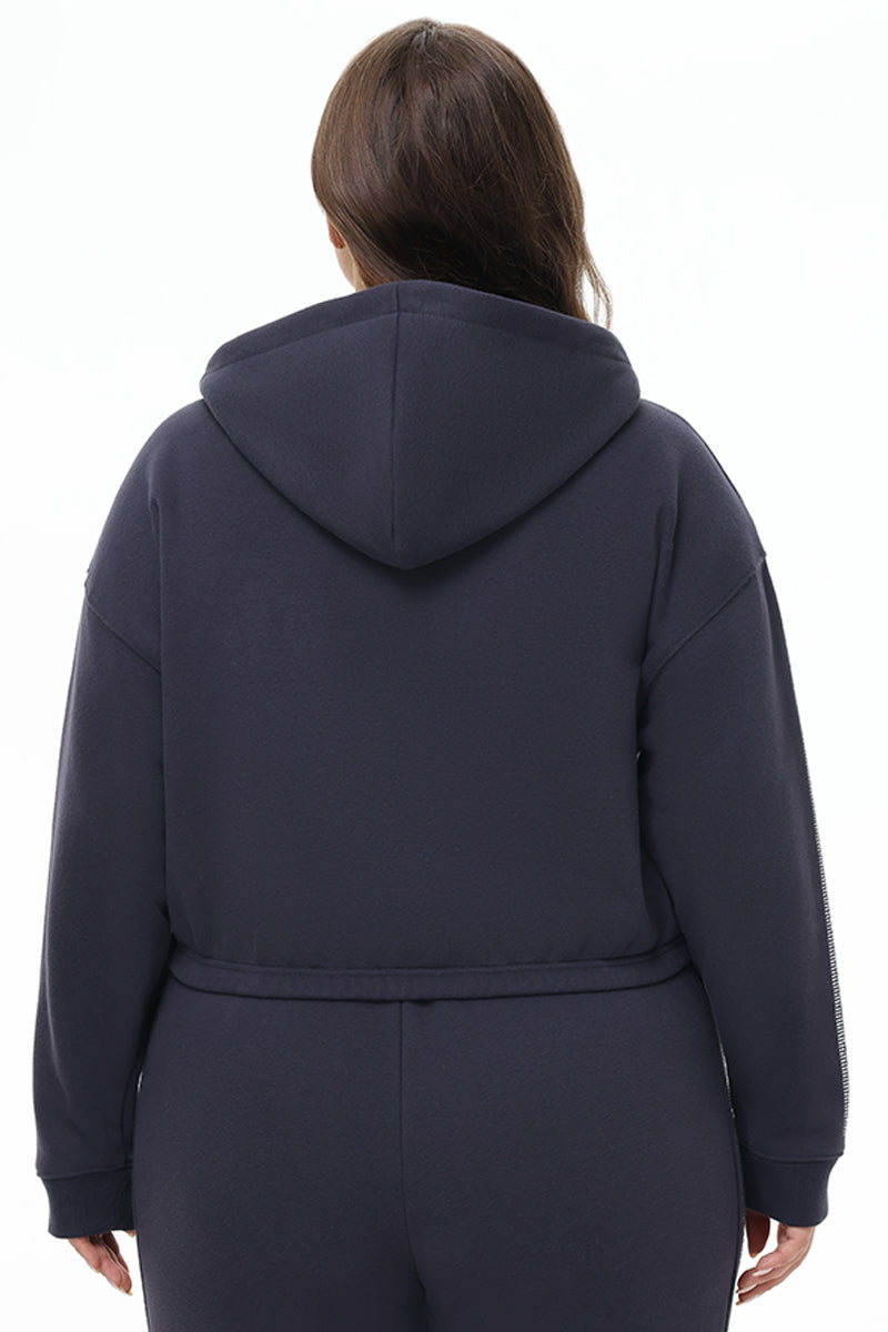 Plus-Size Cropped Fleece Hoodie With Side Bling - Juicy Couture