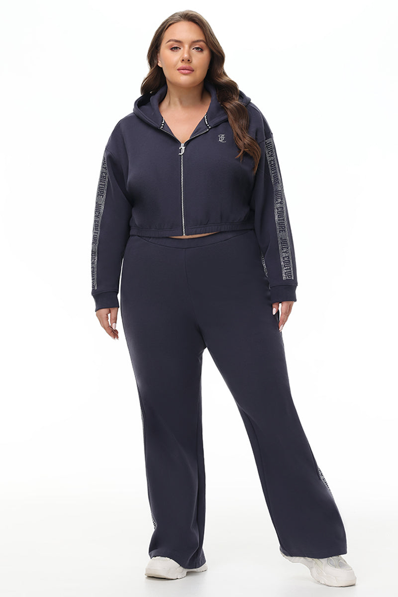 Plus-Size Cropped Fleece Hoodie With Side Bling - Juicy Couture