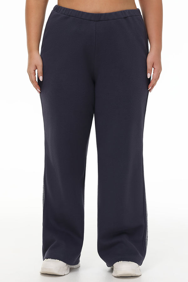 Plus-Size Wide Leg Fleece Pant With Side Bling - Juicy Couture