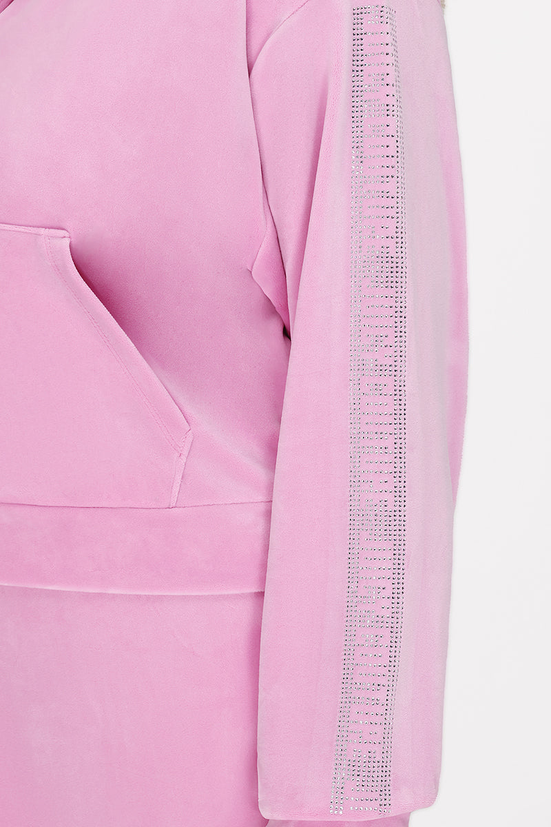 Plus-Size Velour Cropped Jacket With Side Bling