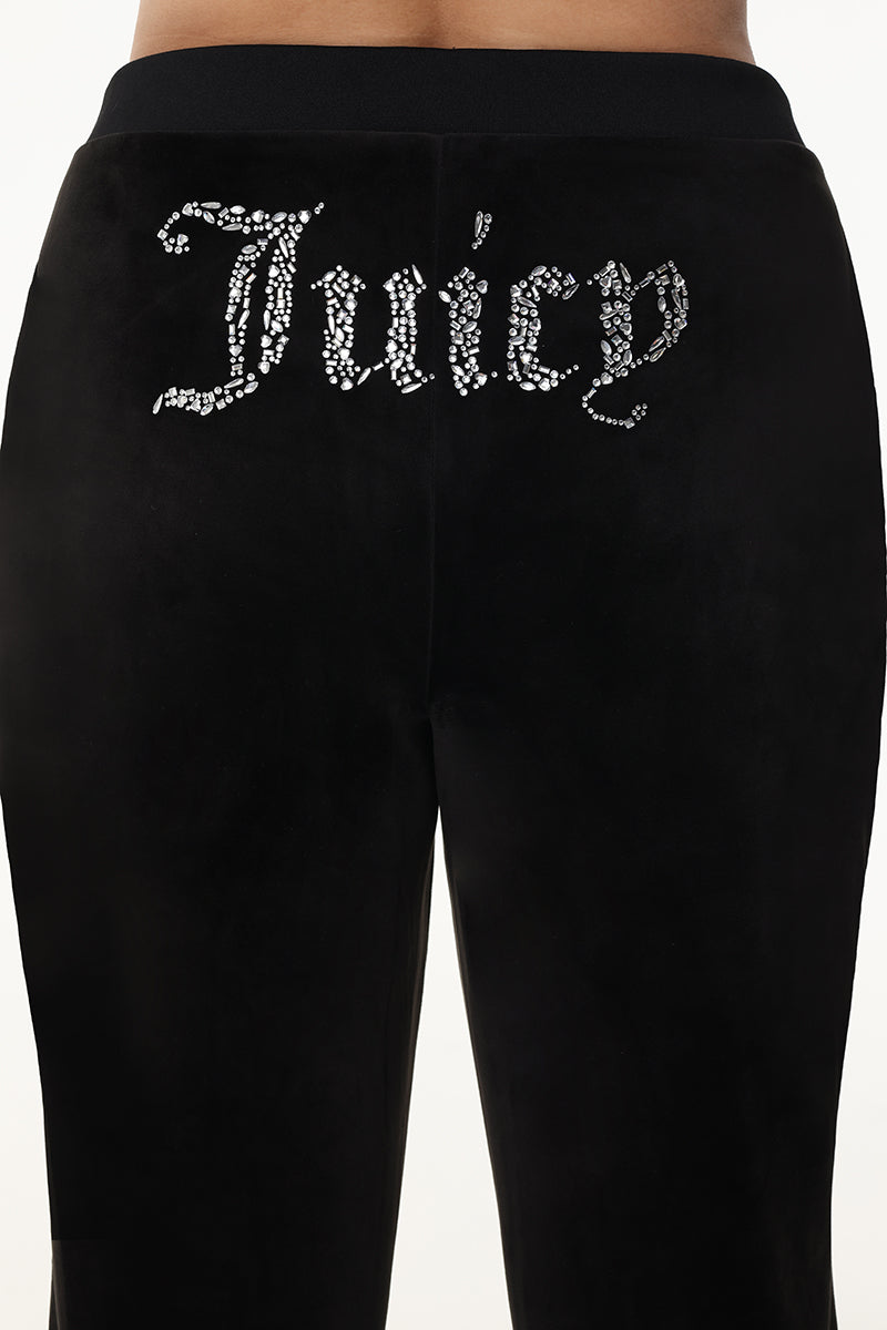 Plus-Size Mixed Crystals Velour Track Pants - Juicy Couture