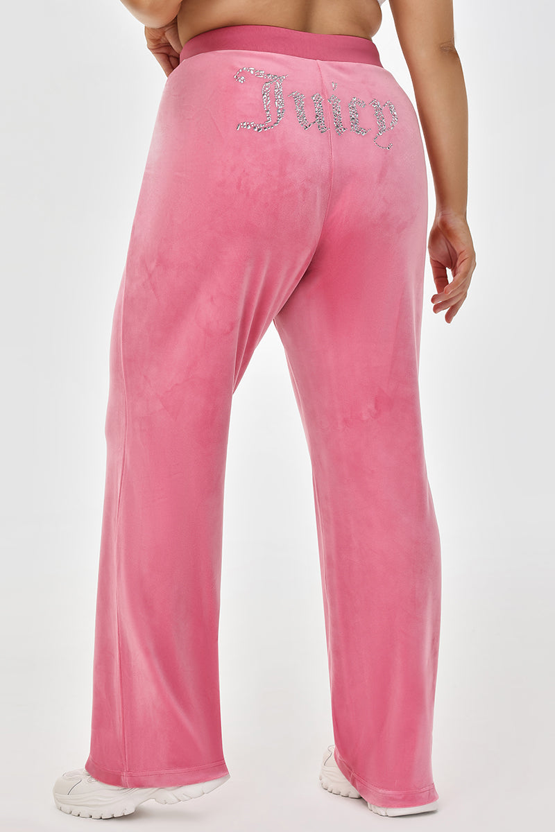 Plus-Size Mixed Crystals Velour Track Pant - Juicy Couture