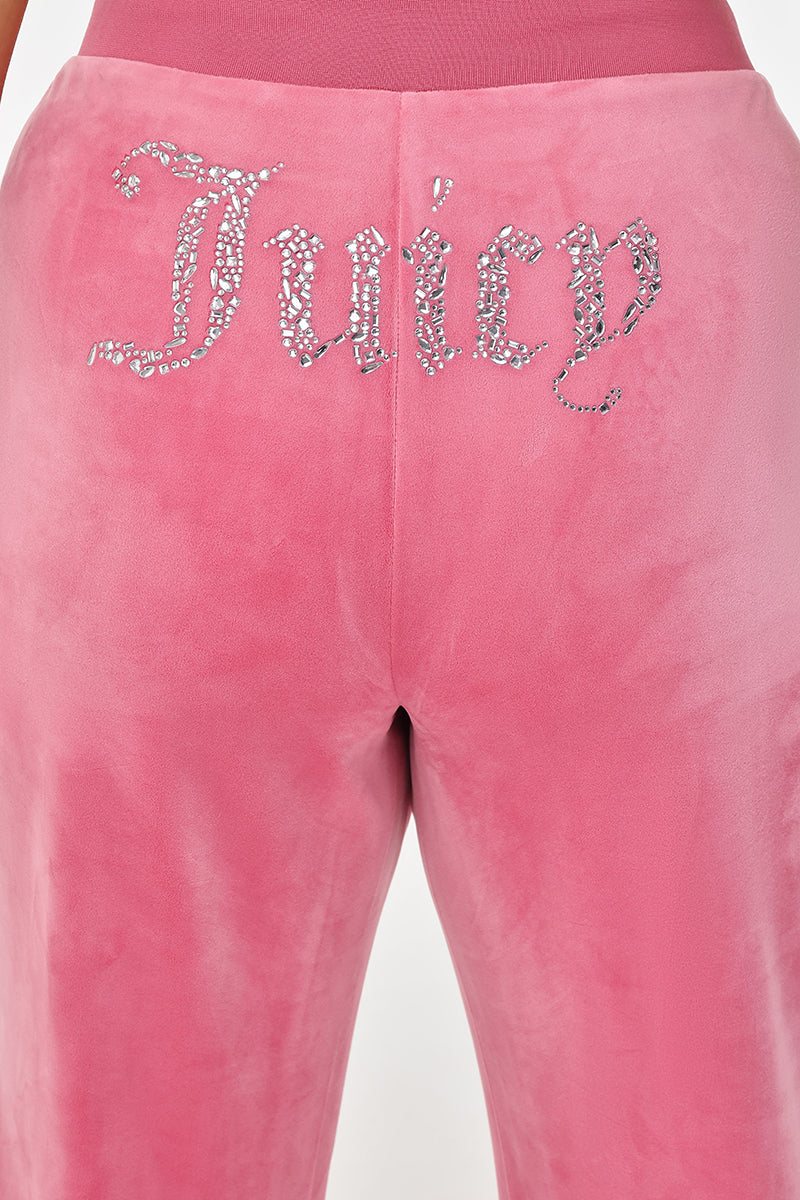 Plus-Size Mixed Crystals Velour Track Pant - Juicy Couture