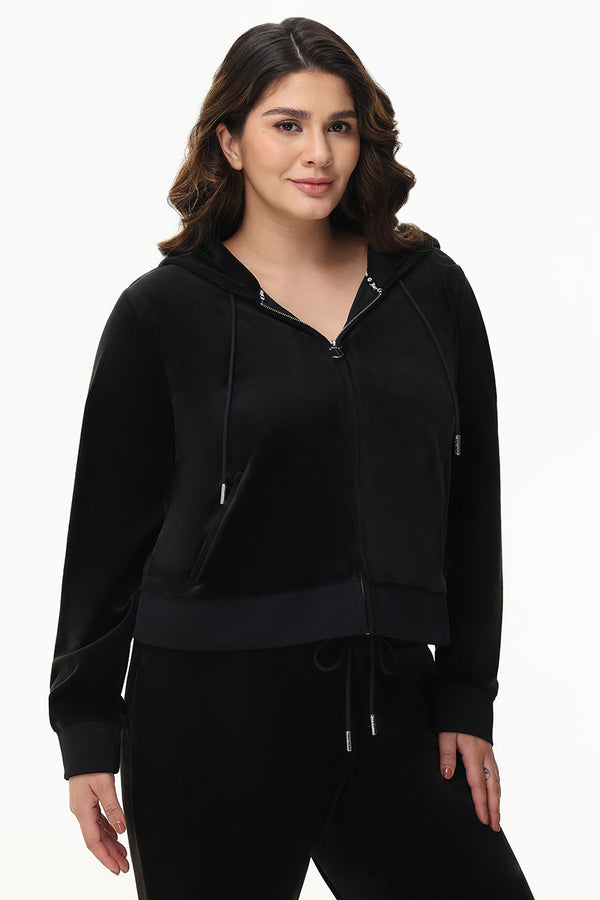 Plus-Size Mixed Crystals Velour Hoodie - Juicy Couture