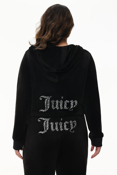 Plus-Size Mixed Crystals Velour Hoodie - Juicy Couture