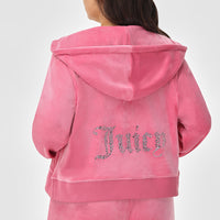 Plus-Size Mixed Crystals Velour Hoodie - Juicy Couture