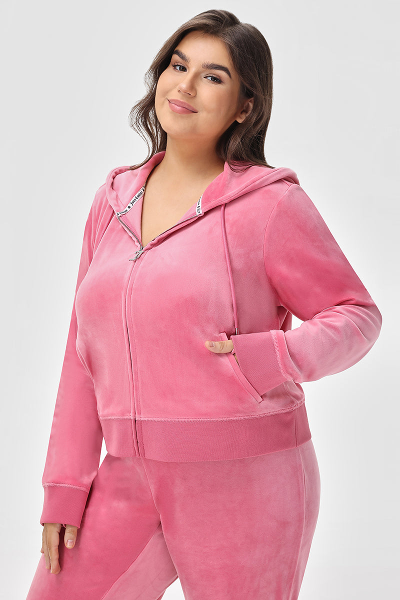 Plus-Size Mixed Crystals Velour Hoodie - Juicy Couture