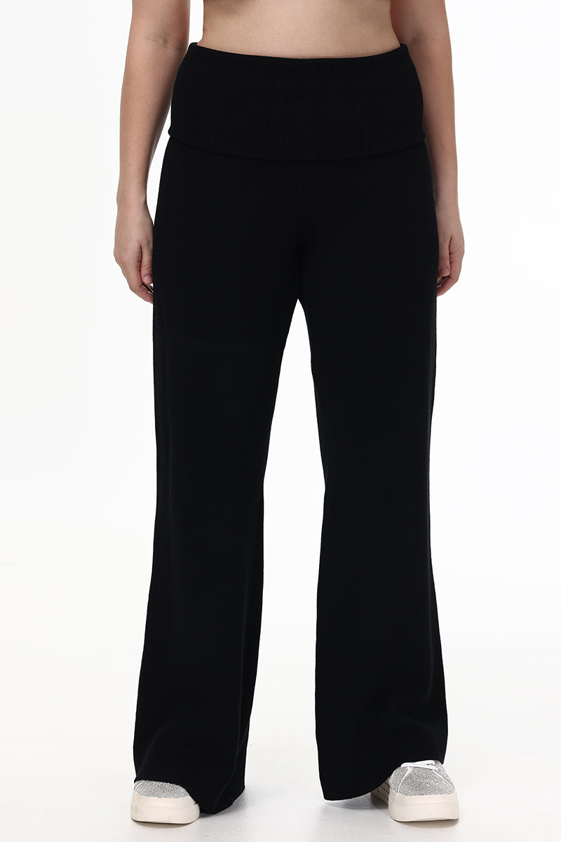 Plus-Size Low Rise Knit Flare Pants