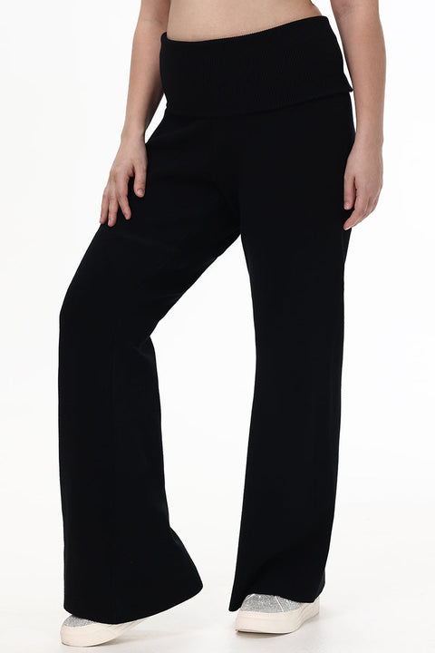 Plus-Size Low Rise Knit Flare Pants