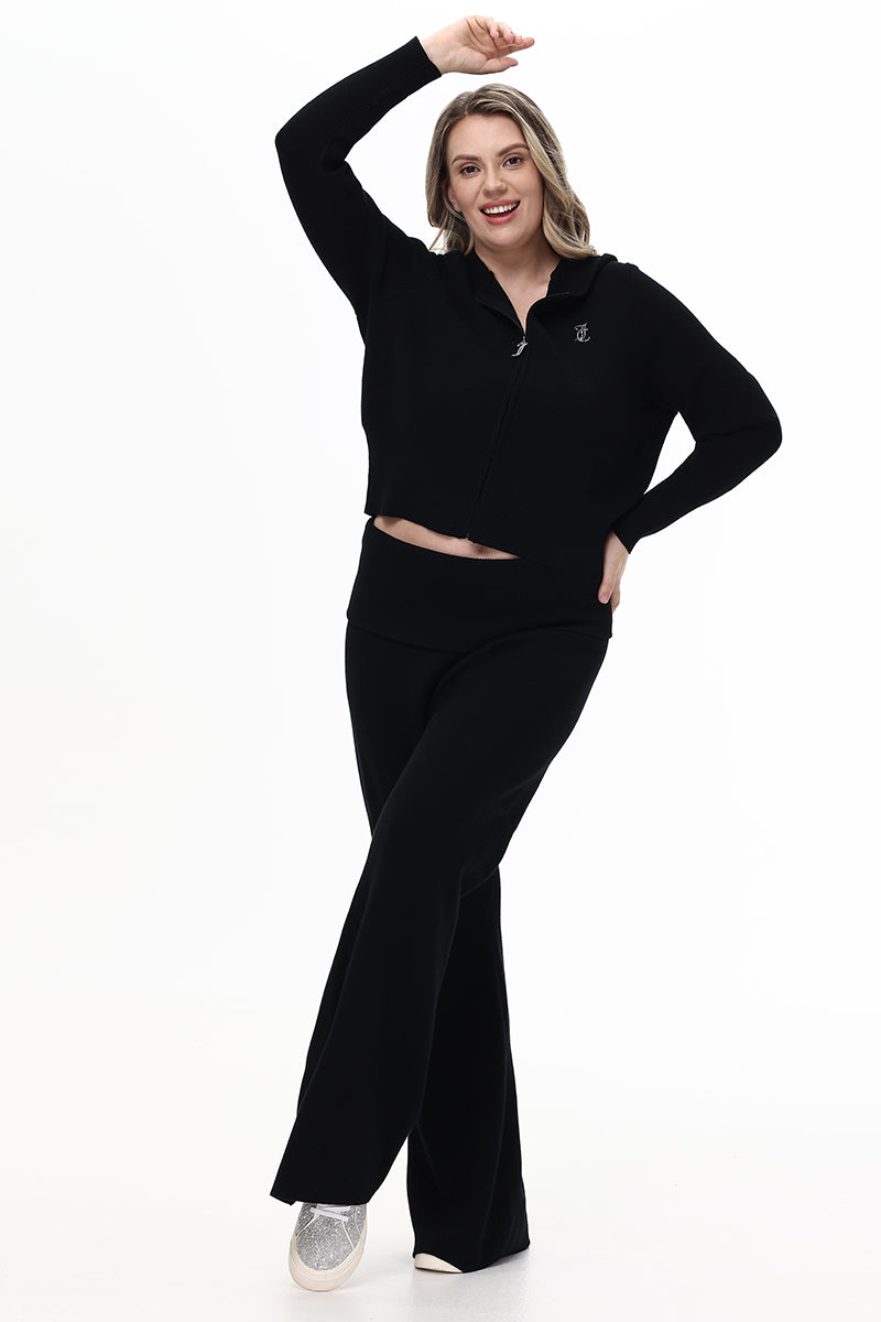 Plus-Size Low Rise Knit Flare Pants