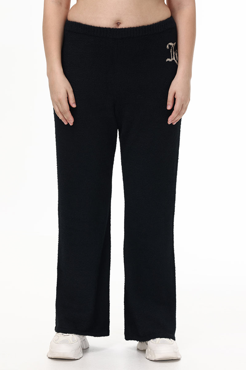 Plus-Size Metallic Eyelash Flared Pant