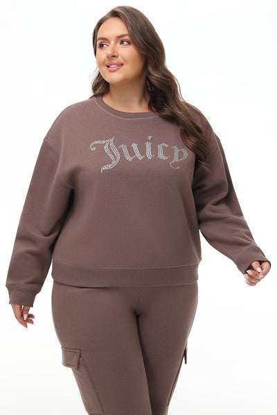 Plus-Size Big Bling Fleece Crewneck Pullover - Juicy Couture