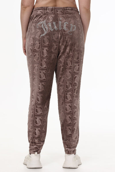 Plus-Size Big Bling Embossed Velour Jogger