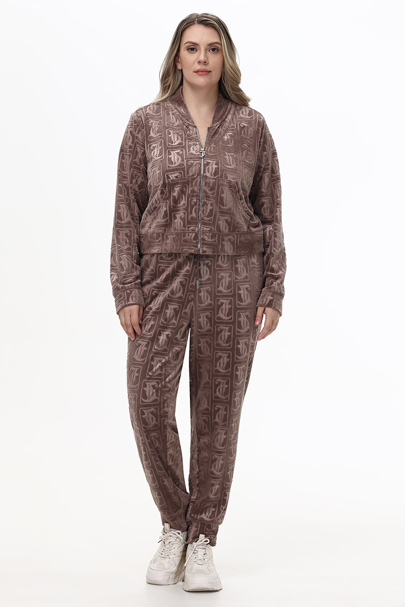 Plus-Size Big Bling Embossed Velour Jogger