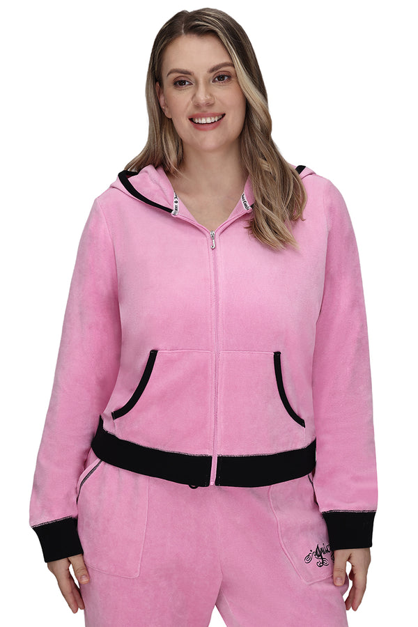 Plus-Size Sweetheart Cotton Velour Hoodie - Juicy Couture