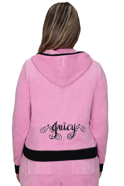 Plus-Size Sweetheart Cotton Velour Hoodie - Juicy Couture