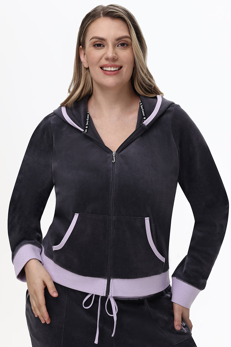 Plus-Size Sweetheart Cotton Velour Hoodie - Juicy Couture